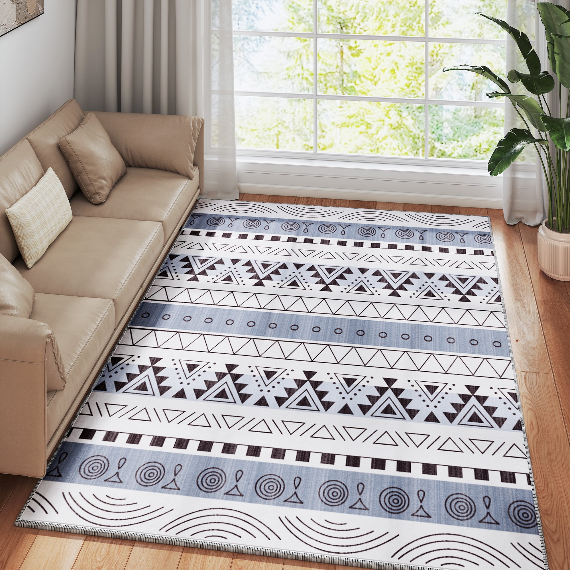 EnHomee Area Rug for Living Room 4x6 Area Rugs for Bedroom Machine Washable Area Rug,Blue