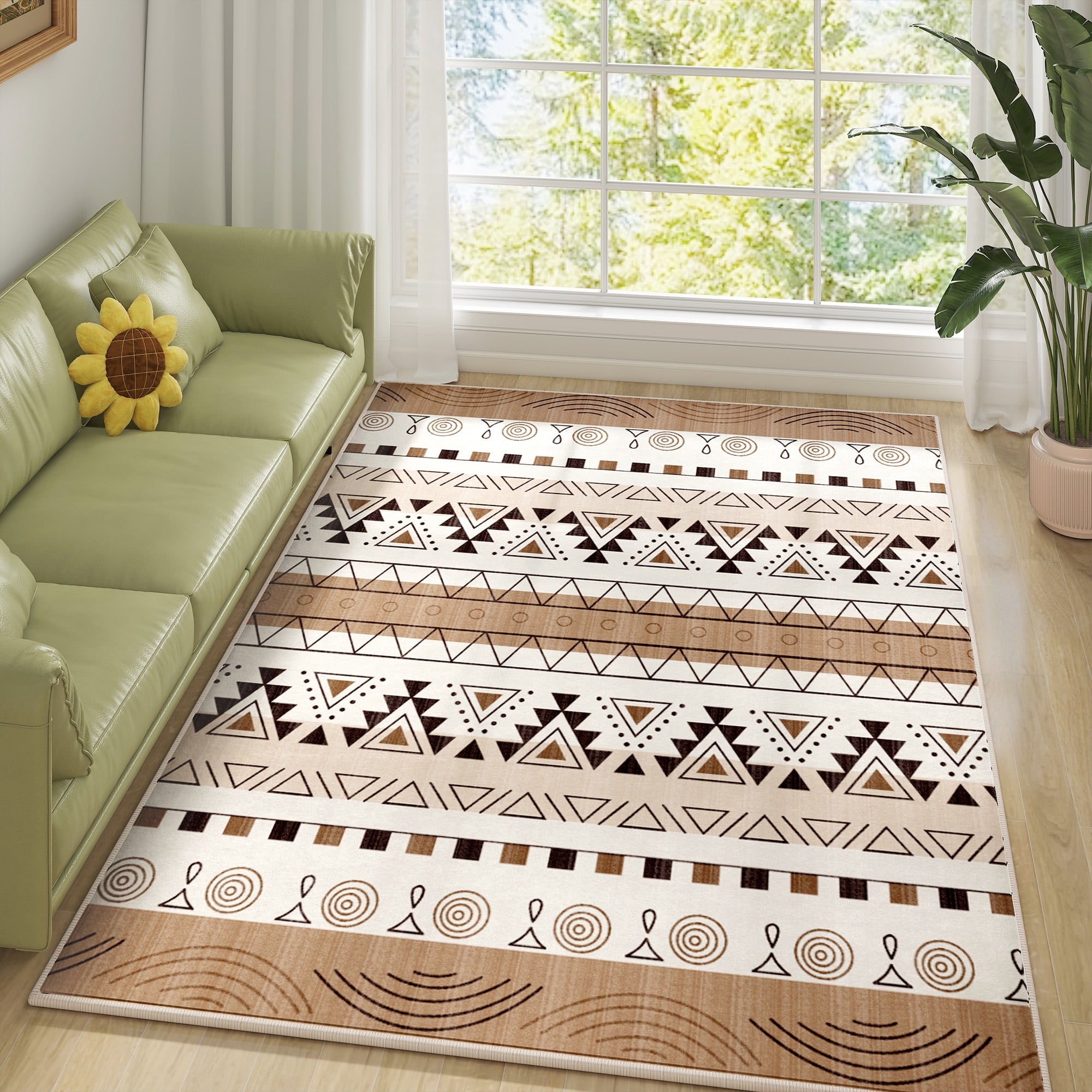 EnHomee Area Rug for Living Room 4x6 Area Rugs for Bedroom Machine Washable Area Rug,Khaki