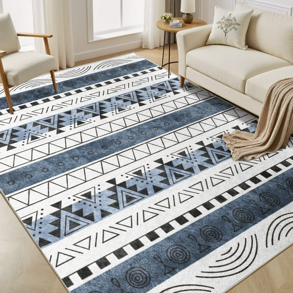 EnHomee Area Rug for Living Room 5x7 Area Rugs for Bedroom Machine Washable Area Rug,Blue