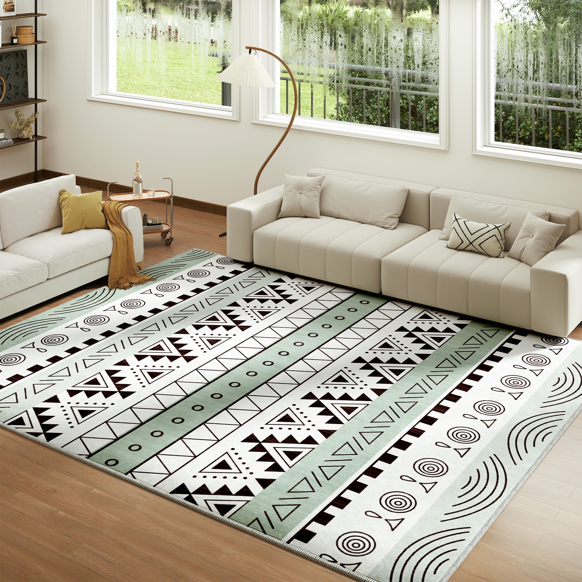 EnHomee Area Rug for Living Room 5x7 Area Rugs for Bedroom Machine Washable Area Rug,Green