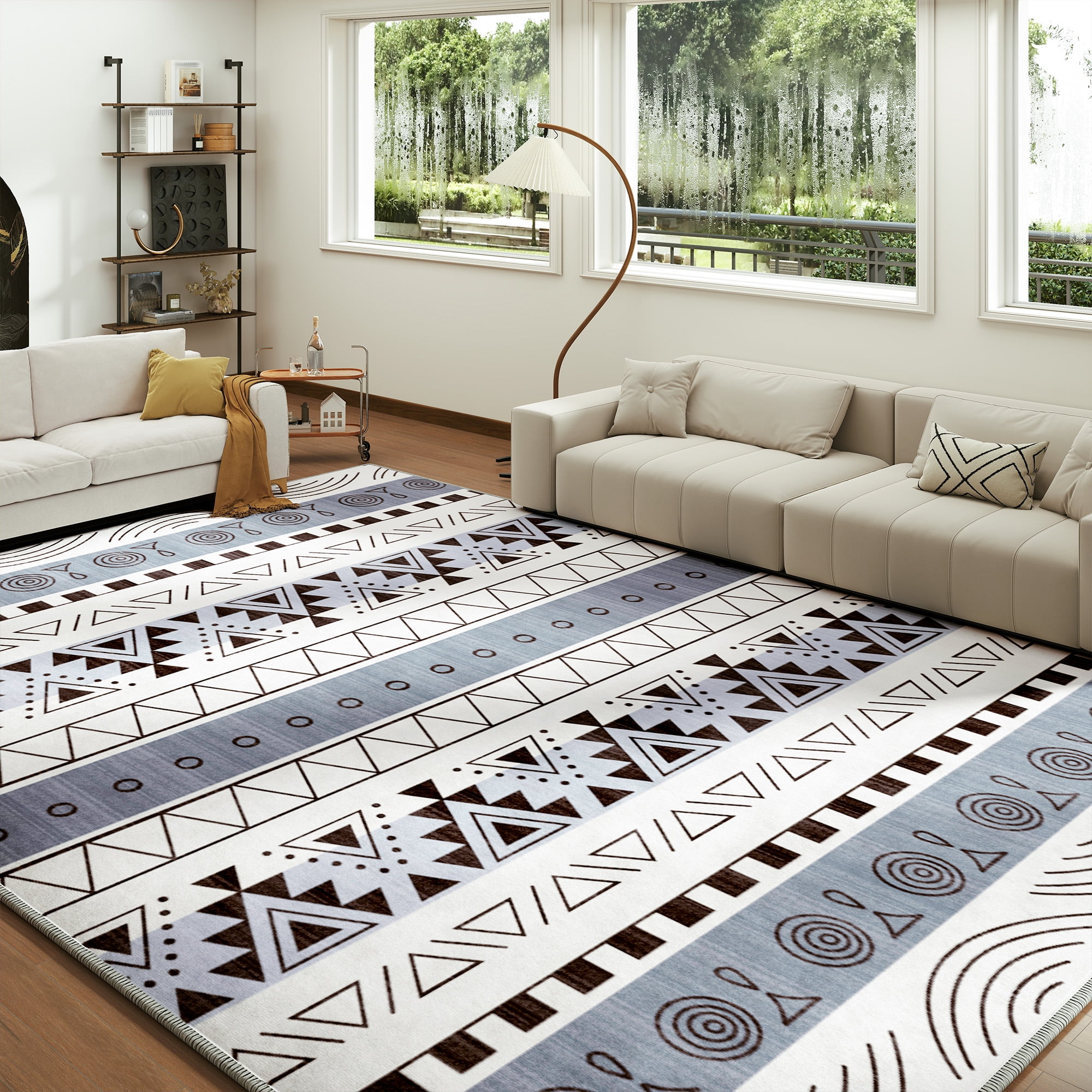 EnHomee Area Rug for Living Room 8x10 Area Rugs for Bedroom Machine Washable Area Rug,Blue