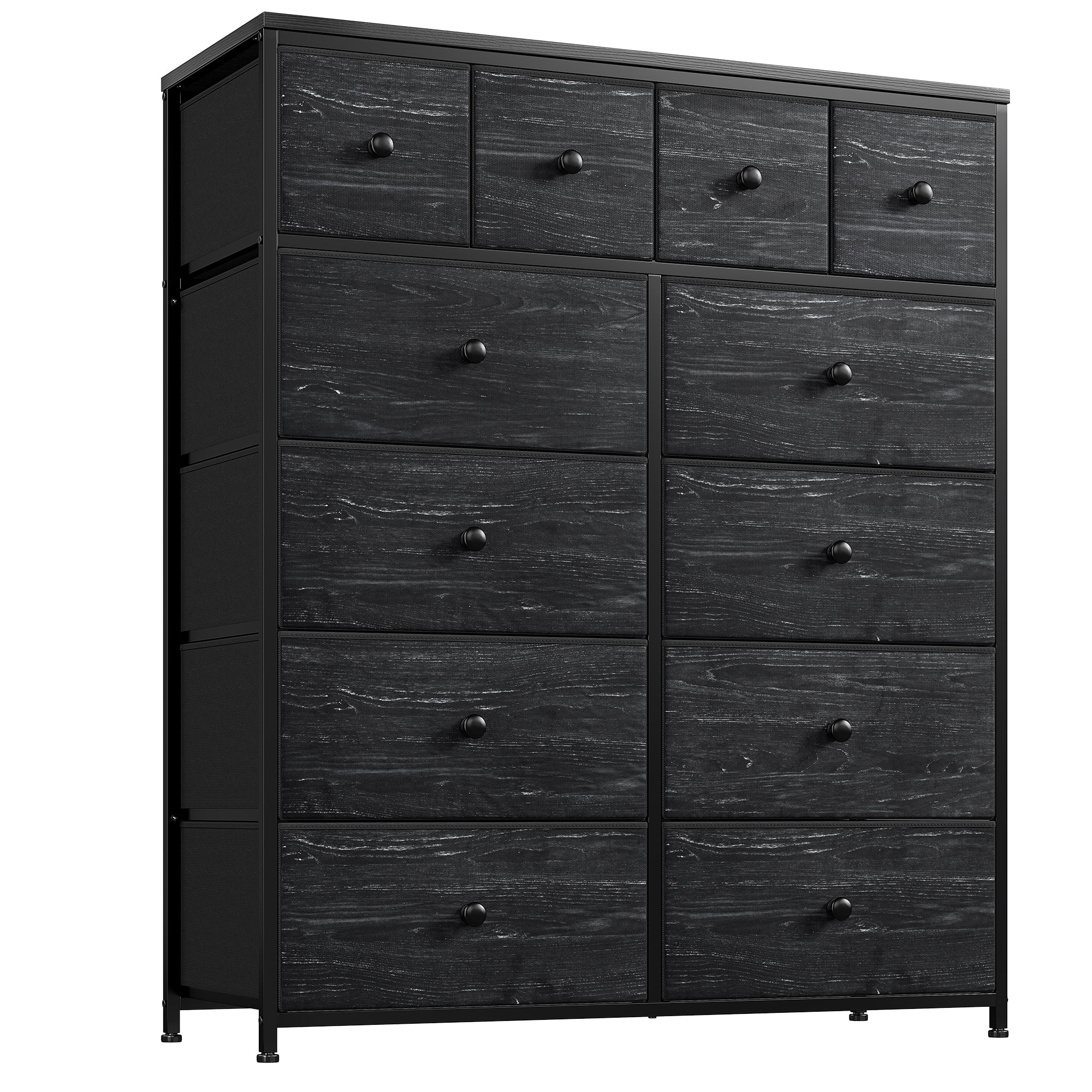 EnHomee Black Bedroom Dresser Tall Dresser 12 Drawers Dressers Chest of Drawers Bedroom ...