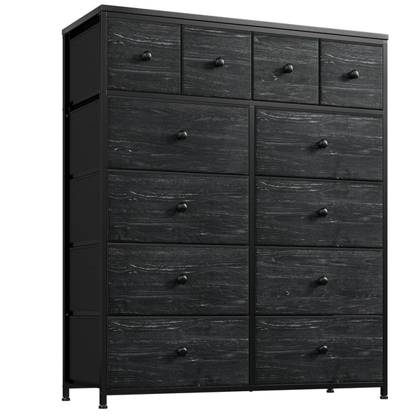 EnHomee Black Bedroom Dresser Tall Dresser 12 Drawers Dressers Chest of