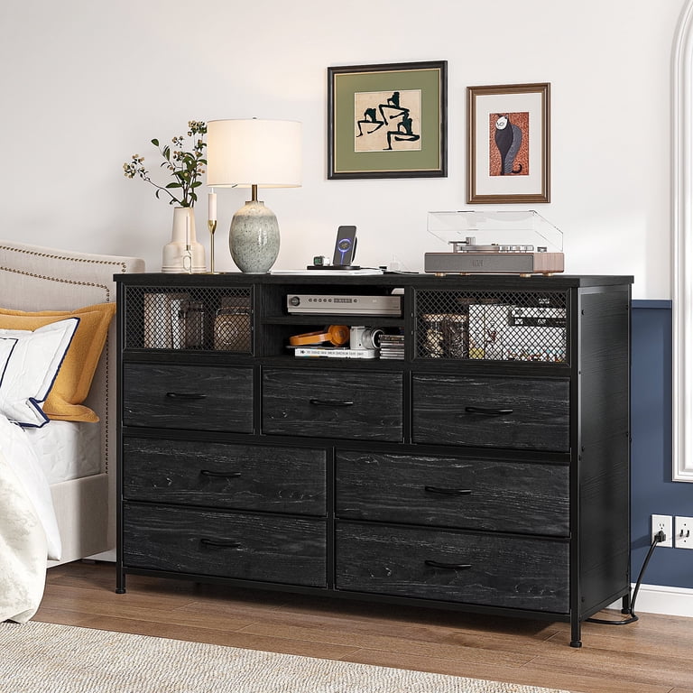 EnHomee Black Dresser with 7 Drawers & 50" TV Stand with Power Outlet -  Walmart.com