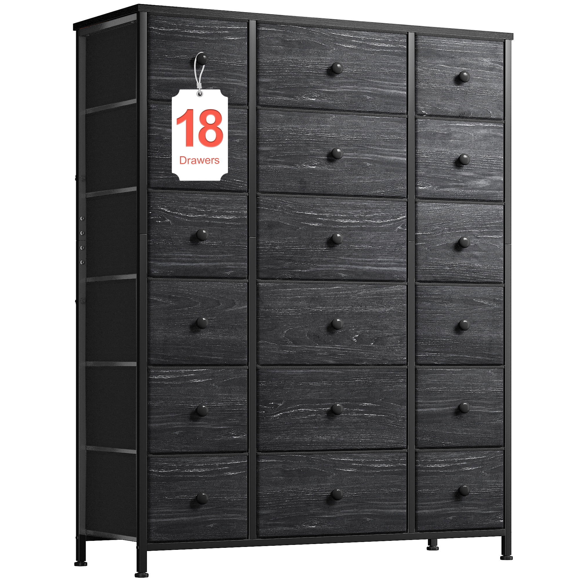 EnHomee Black Dresser Tall Dresser For Bedroom With 18 Drawers Fabric ...