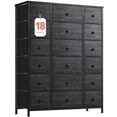 thumbnail image 1 of EnHomee Black Dresser Tall Dresser for Bedroom with 18 Drawers Fabric Chest of Drawers with Wooden Top & Metal Frame Large Storage Tower for Living Room Office Closet, Black Wood Veins, 1 of 13