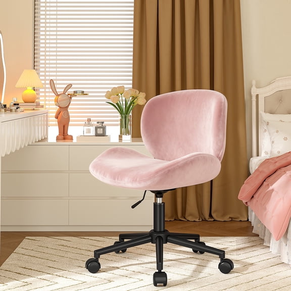 EnHomee Computer Chair with Back Support Office Chair with Wheels Adjustable Stylish Task Chair for Bedroom,Pink