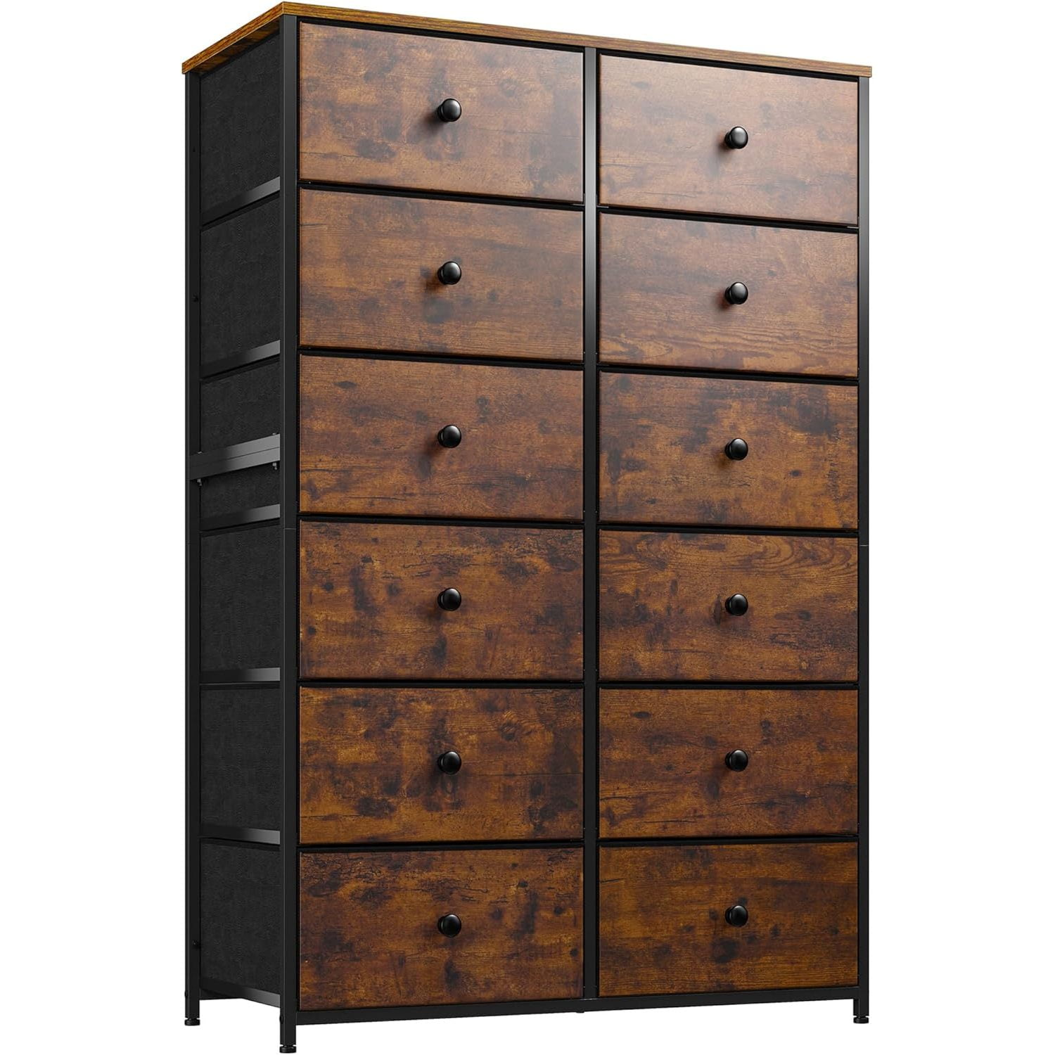 Bepatio 16 Drawer Tall Dresser 57 Inch - Fabric Dresser With Wood Top For Bedroom