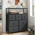 thumbnail image 1 of EnHomee Dresser for Bedroom with Shelves Black Dresser with 7 Drawers TV Stand Dressers with Wood Top & Metal Frame Small Dresser for Closet Living Room, Black Grey, 1 of 7