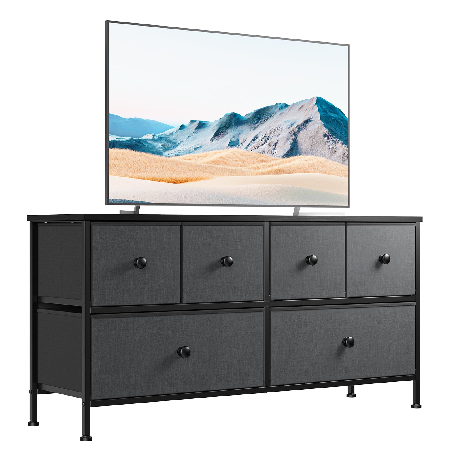 EnHomee Dresser for Bedroom TV Stand with 6 Drawers TV Stand Wide Gray