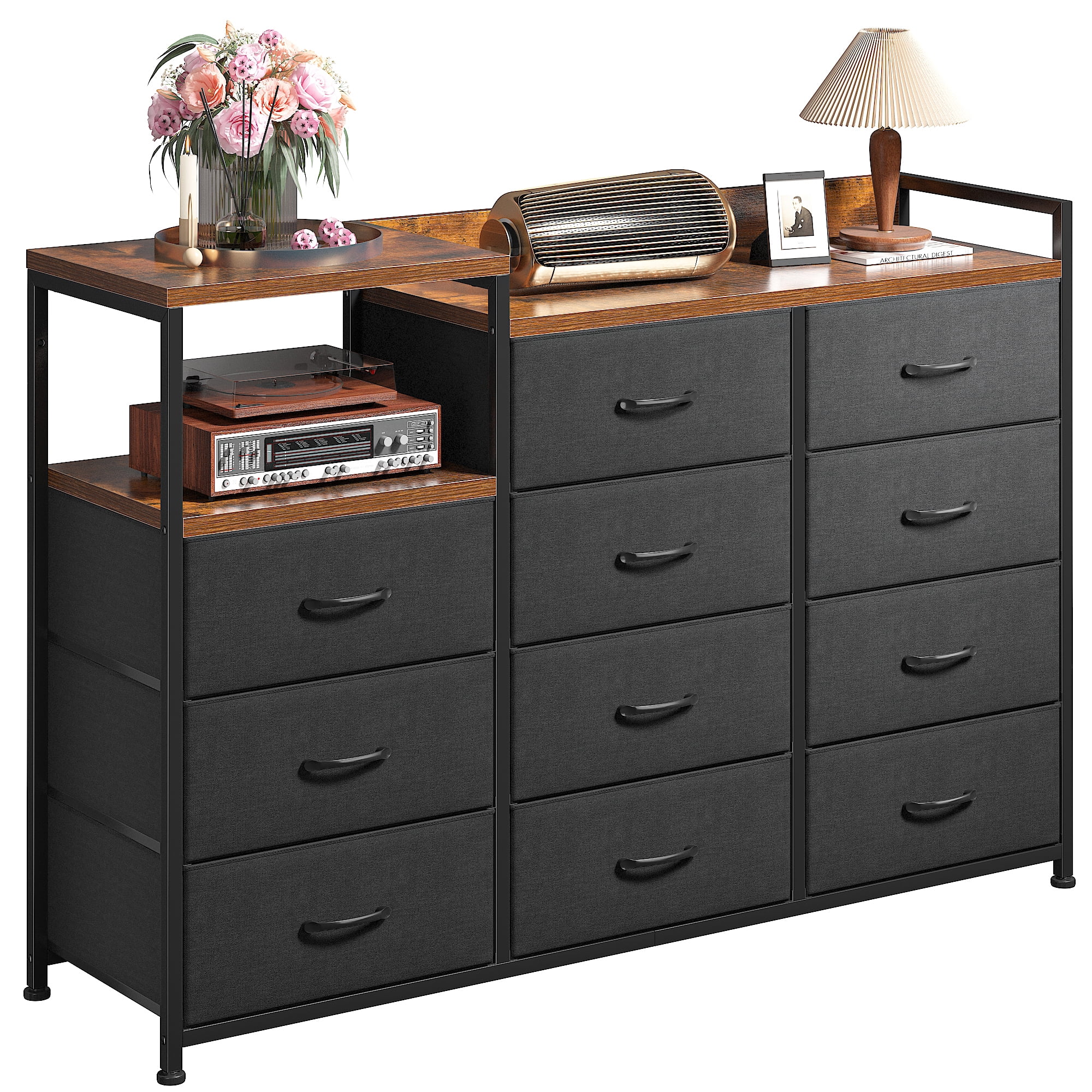 EnHomee Dresser, Long Dresser TV Stand with Shelf, Storage Dresser