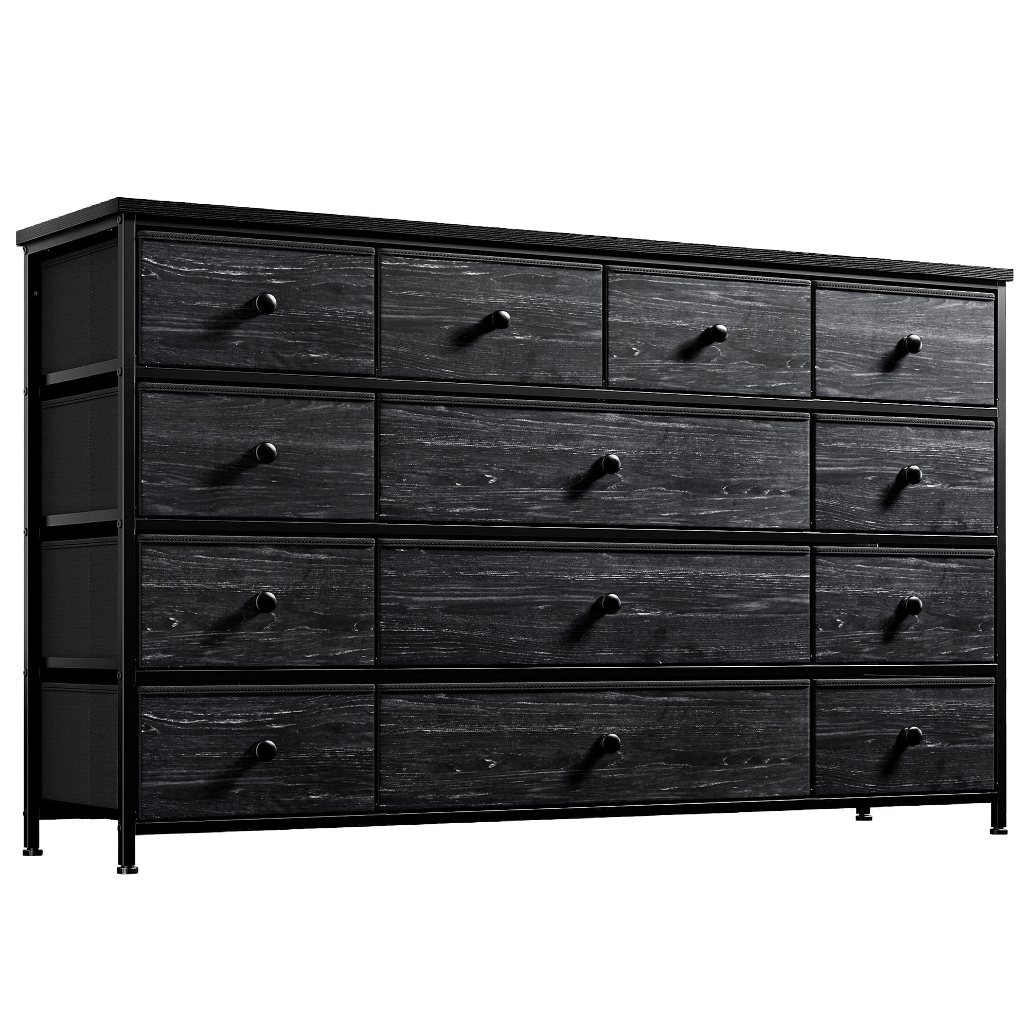 Romorgniz Dresser TV Stand, 13 Drawer Dressers for Bedroom, Chest of Drawers for 45" Long TV, Fabric Dresser for Storage, Black