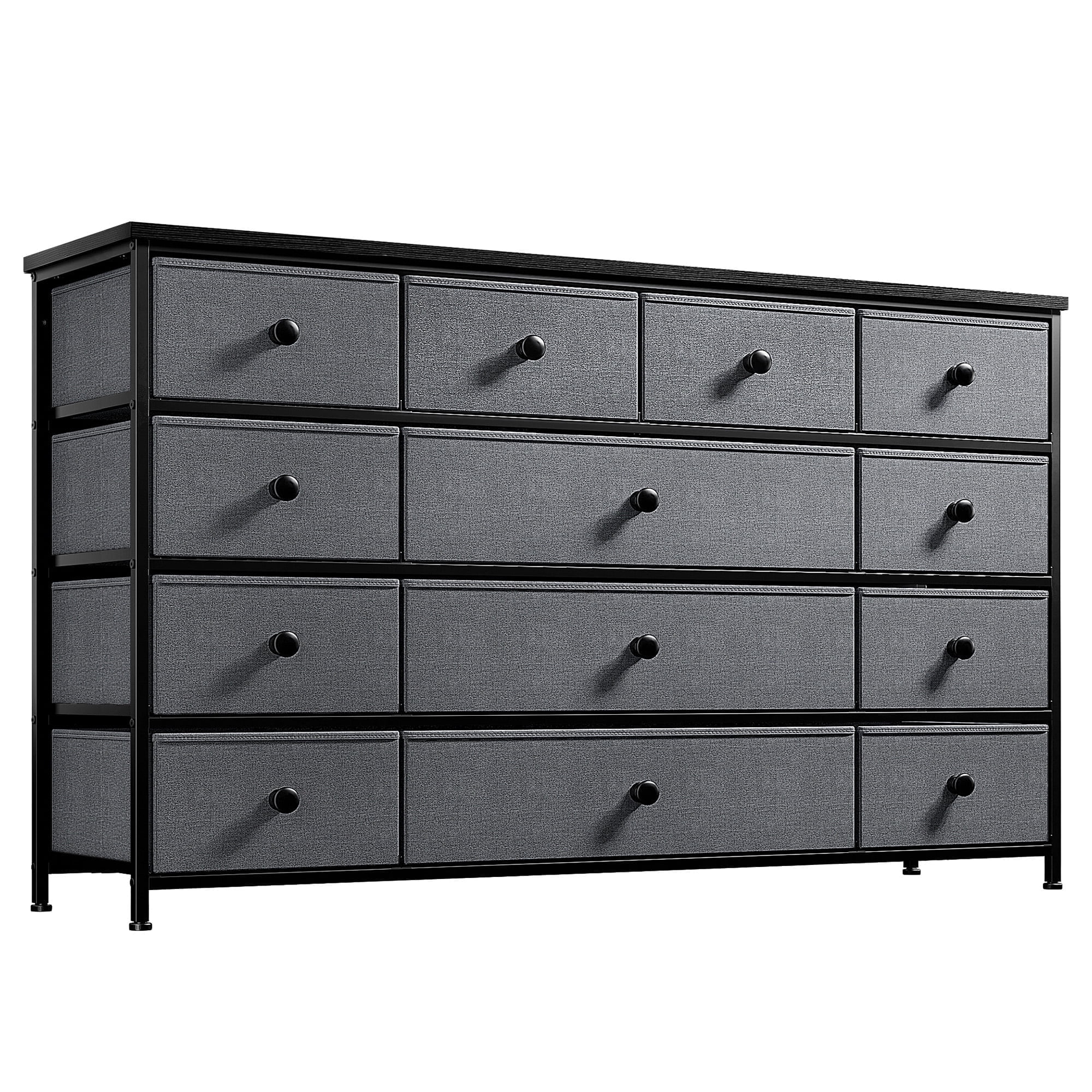 Romorgniz Dresser TV Stand, 13 Drawer Dressers for Bedroom, Chest of Drawers for 45" Long TV, Fabric Dresser for Storage, Gray