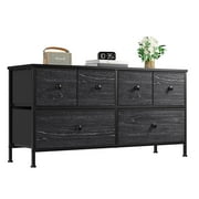 EnHomee Dresser TV Stand with 6 Drawers Dresser for Bedroom, Wide Black Dressers & Chests of Drawers Fabric Dressers TV Console Storage Unit for Living Room/Bedroom Furniture, Black