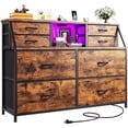 thumbnail image 1 of EnHomee Dresser for Bedroom with Power Strip & LED Lights Fabric Dresser with Open Shelves Chest of Drawers for Living Room, Rustic Brown, 1 of 7