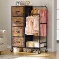 thumbnail image 1 of EnHomee Fabric Dresser with 2 Hanging Racks Small Dresser with 4 Drawers for bedroom Small Closet with Clothes Rack, Rustic Brown, 1 of 9