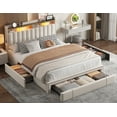 thumbnail image 1 of EnHomee Full Bed Frame with Drawers,Full Size Bed Frame with Storage Metal Bed Frame with Headboard Beige, 1 of 8
