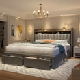 thumbnail image 1 of EnHomee Full Modern Metal Wood Platform Bed with Storage Drawers, Gray, 1 of 7