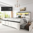 thumbnail image 1 of EnHomee Full Size Bed Frame with Headboard and 4 Drawers Bed Frame Full Bed Frame with LED Lights & 2-Tier Storage Shelf & Charging Station NO Box Spring Needed, 1 of 7
