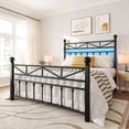 thumbnail image 1 of EnHomee Full Size Metal Platform Bed Frame Metal Bed Frame Full with Headboard & Footboard Bed Frame with LED Lights & Storage, Noise Free, Black, 1 of 9