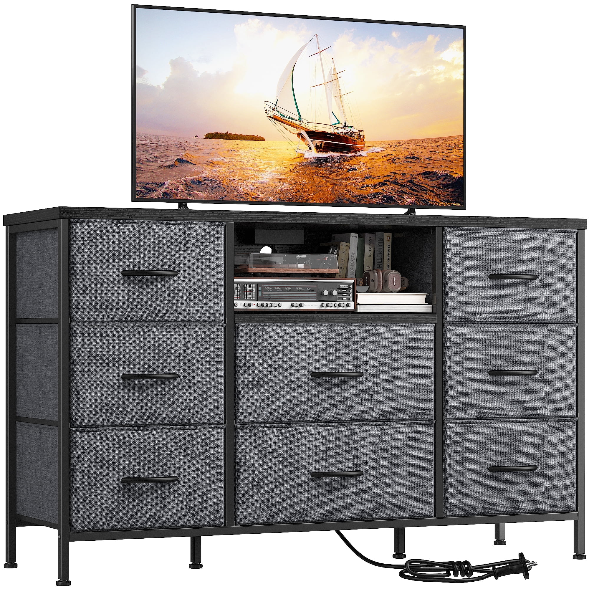 EnHomee 8-Drawer Dresser, Gray, Bedroom Furniture with TV Stand, Outlet ...