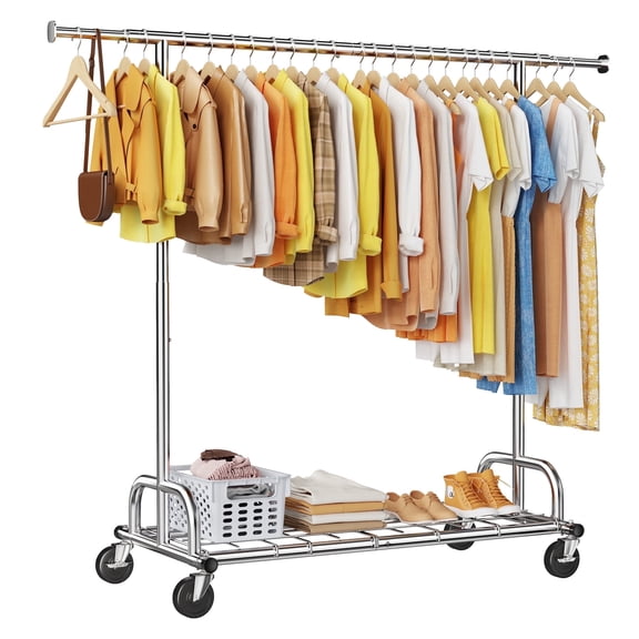 EnHomee Heavy Duty Clothing Rack 485 lbs, Adjustable Garment Rack with Wheels, Portable Clothes Rack for Bedroom Storage