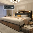 thumbnail image 1 of EnHomee King Bed Frame Storage Bed Frame King Size Upholstered Bed with Bookcase&Charging Station Metal Platform Bed Frame with Storage, 1 of 8