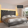 thumbnail image 1 of EnHomee King Bed Frame with Headboard Upholstered King Size Bed Frame with LED Lights & Charge Station, Gray, No Box Spring Needed, Noise Free, 1 of 10