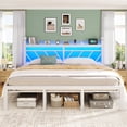 thumbnail image 1 of EnHomee King Size Metal Bed Frame with Headboard Metal Platform Bed Frame with Storage Platform Metal Bed Frame King with LED Lights, Noise Free, White, 1 of 8
