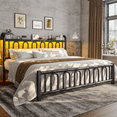 thumbnail image 1 of EnHomee King Size Metal Platform Bed Frame with Headboard Metal Bed Frame with LED Lights King Bed Frame with Underbed Storage,Black, 1 of 8
