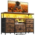 thumbnail image 1 of EnHomee LED TV Stand for 55" Dresser for Bedroom with Power Outlets Wide Dresser with 7 Fabric Drawers& Entertainment Center,Rustic Brown, 1 of 8