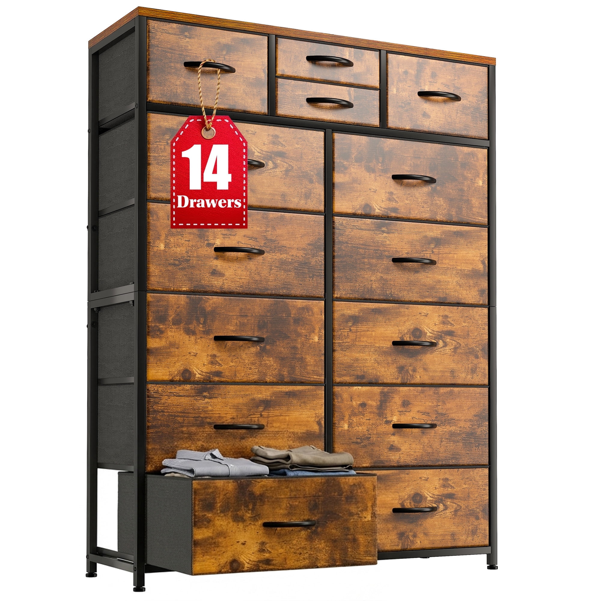 Dressers for Bedroom with Fabric Drawers Tall Dresser & Chests of Drawers Slim Storage Tower for Living Room, Office, Bedroom,Rustic Brown