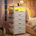 EnHomee Night Stand Set 2 with Charging Station, Tall Nightstand with 5