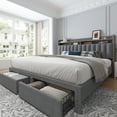 thumbnail image 1 of EnHomee Queen Bed Frame with Headboard & Storage Upholistered  Bed with 2 Large Drawers Noise Free, Gray, 1 of 9