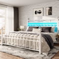 thumbnail image 1 of EnHomee Queen Metal Bed Frame with Victorian Vintage Headboard & Footboard Metal Platform Bed Frame Queen Heavy Duty Metal Bed Frame with LED Lights & Storage,Noise Free,White, 1 of 9