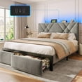 thumbnail image 1 of EnHomee Queen Size Bed Frame with 2 Drawers &  Storage Platform Upholstered Bed Frame Queen with Headboard Queen Bed Frame with LED Lights & Charge Station, No Box Spring Needed, No-Noise, Gray, 1 of 7