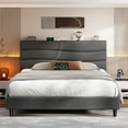 thumbnail image 1 of EnHomee Queen Size Bed Frame with Headboard Upholstered Bed Frame Queen with Storage Queen Size Bed Frame with Charge Station Gray, No Box Spring Needed, Noise Free, 1 of 9