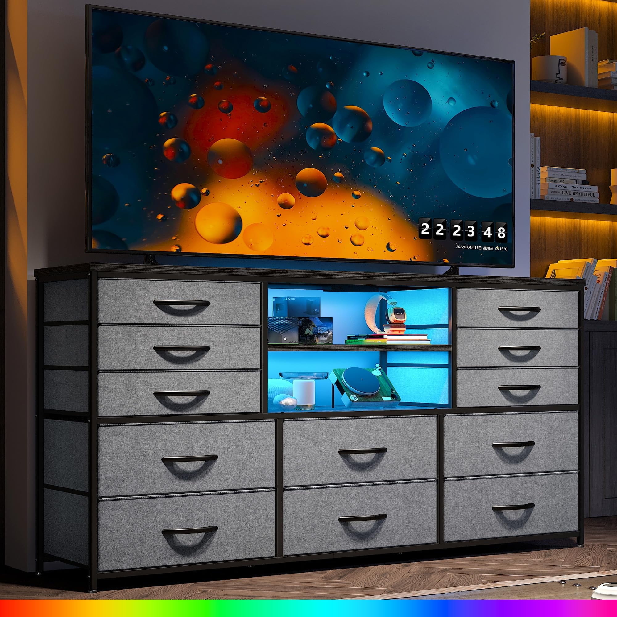 EnHomee TV Stand for 65'' TV Dresser for Bedroom,LED TV Stand with