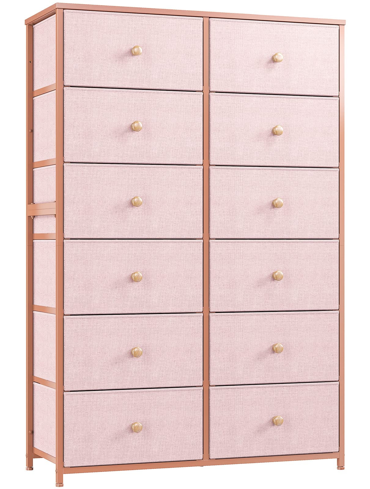 EnHomee Tall Dresser for Bedroom 12 Drawer Pink Dressers&Chests of