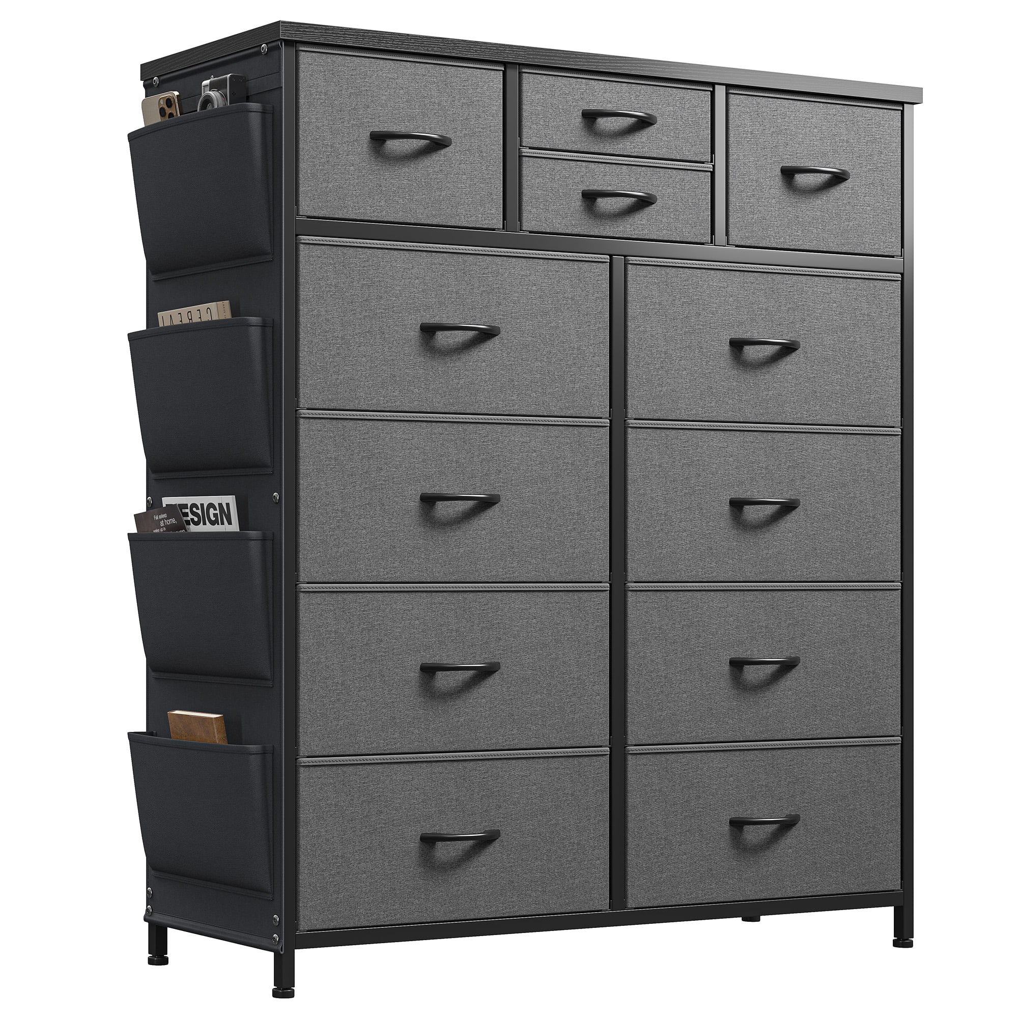 EnHomee Tall Dresser for Bedroom with 12 Drawers,Fabric Dresser&Chests ...