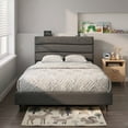thumbnail image 1 of EnHomee Twin Bed Frame with Adjustable Headboard Upholstered Twin Size Bed Frame with Charge Station & Storage, Gray, No Box Spring Needed, Noise Free, 1 of 9