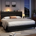thumbnail image 1 of EnHomee Upholstered Bed Frame with Adjustable Headboard King Size Bed Frame with Charge Station & Storage, Black, No Box Spring Needed, Noise Free, 1 of 8
