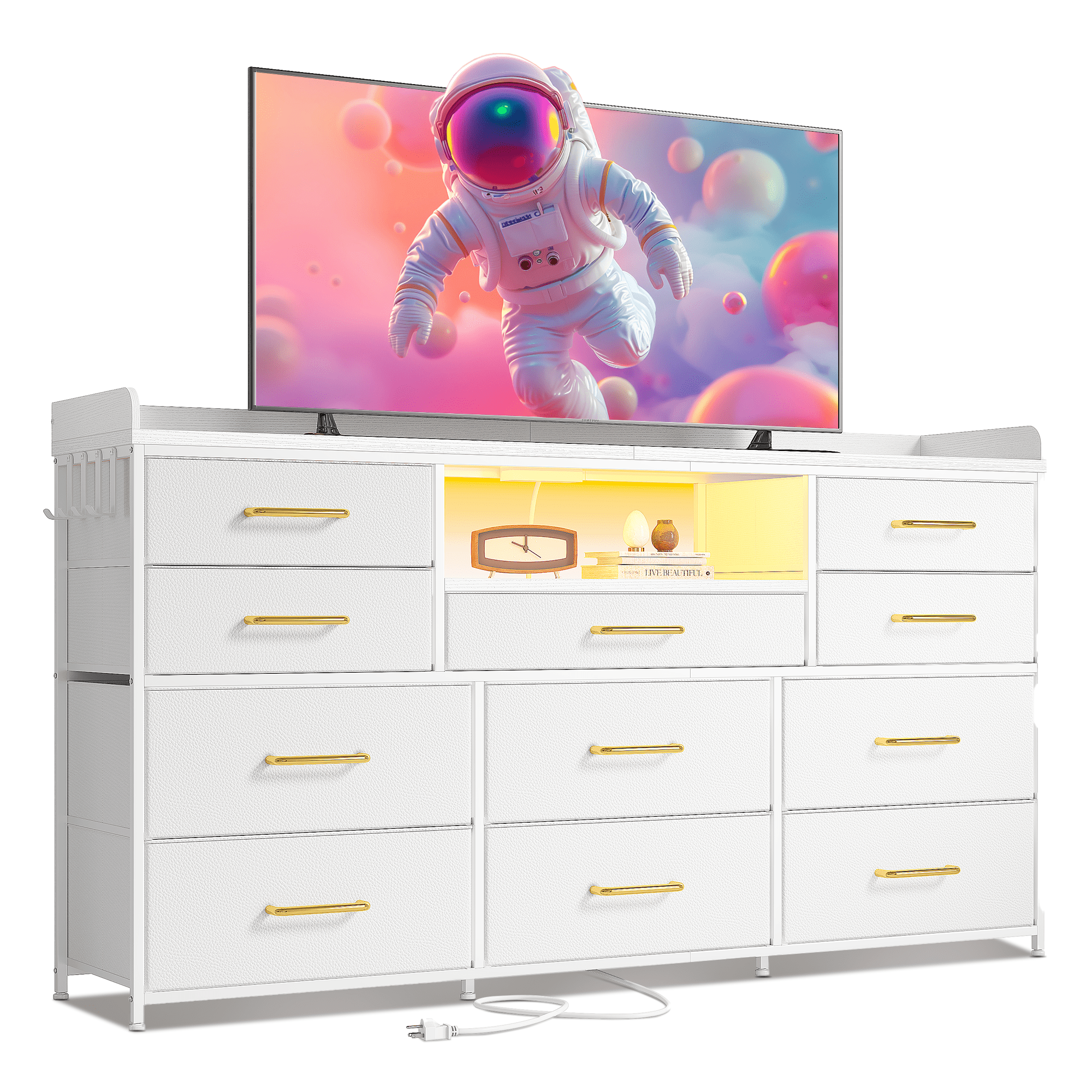 CXチャレンジ　AFTER PARTY うみ&しろは PR＋、PR2枚セット EnHomee White Dresser TV Stand for 55