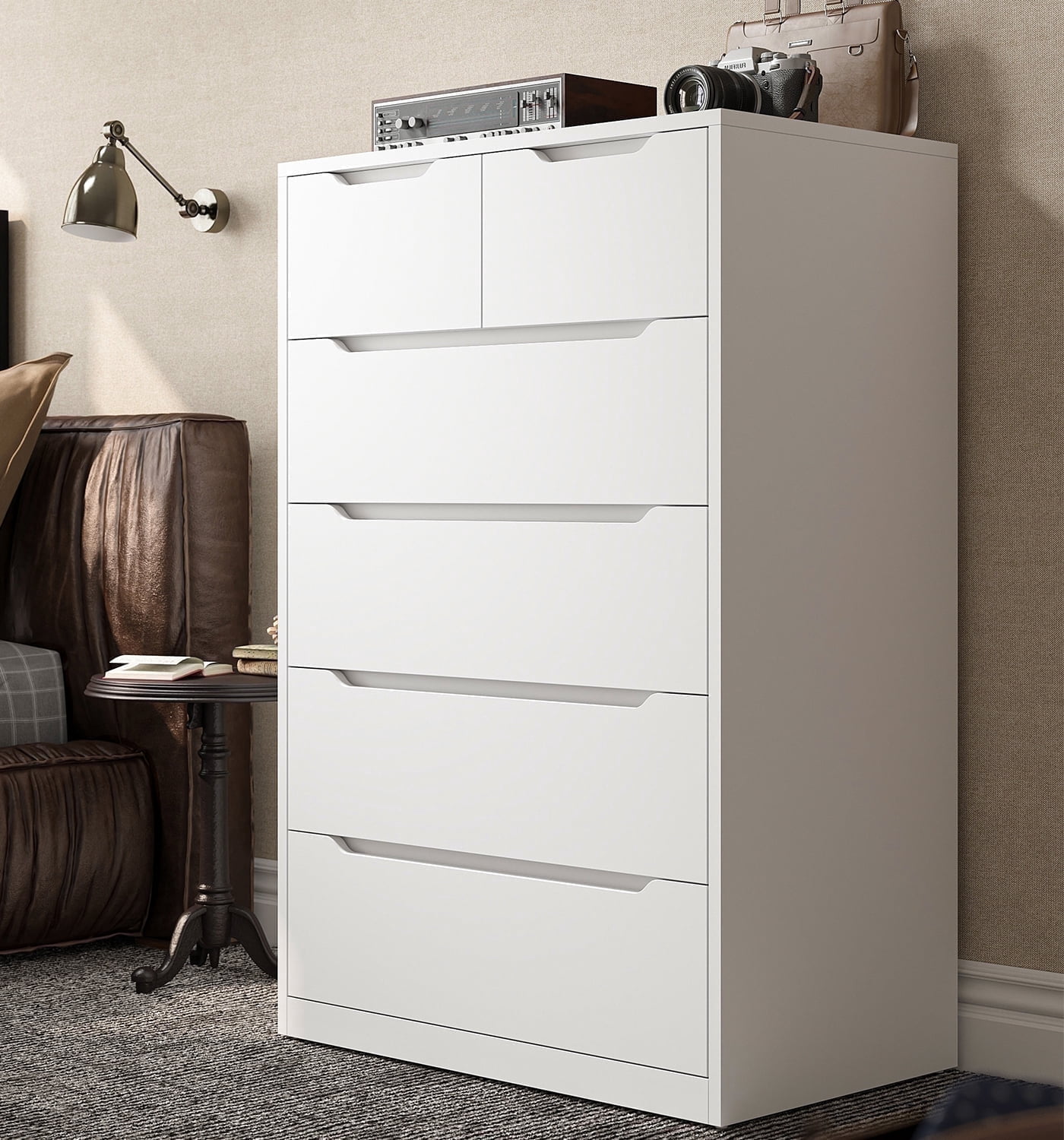 EnHomee White Dresser for Bedroom Wood 6 Drawer Modern Storage Cabinet for Bedroom Living Room Closet, 43.3"Hx 27.5"Lx 15.7"D EnHomee White Dresser for Bedroom Wood 6 Drawer Modern Storage Cabinet for Bedroom Living Room Closet, 43.3"Hx 27.5"Lx 15.7"D