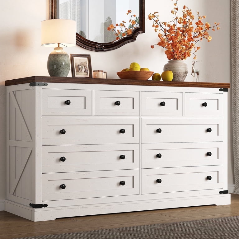 white dresser with black hardware Wesley Dresser – Home Zone Furniture main image 1