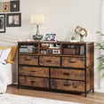 thumbnail image 1 of EnHomee Wide Dresser TV Stand for 50" TV Dresser for Bedroom with Power Outlet 7 Fabric Drawer Dresser with Metal Mesh Door & Wood Top Chest of Drawers for Living Room Closet Entryway, Rustic Brown, 1 of 8