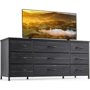 EnHomee Wide Dresser TV Stand with 9 Drawers Dresser for Bedroom, Black Wide Chests of Drawers TV Console with Large Storage Unit for Living Room/Bedroom Furniture, Black