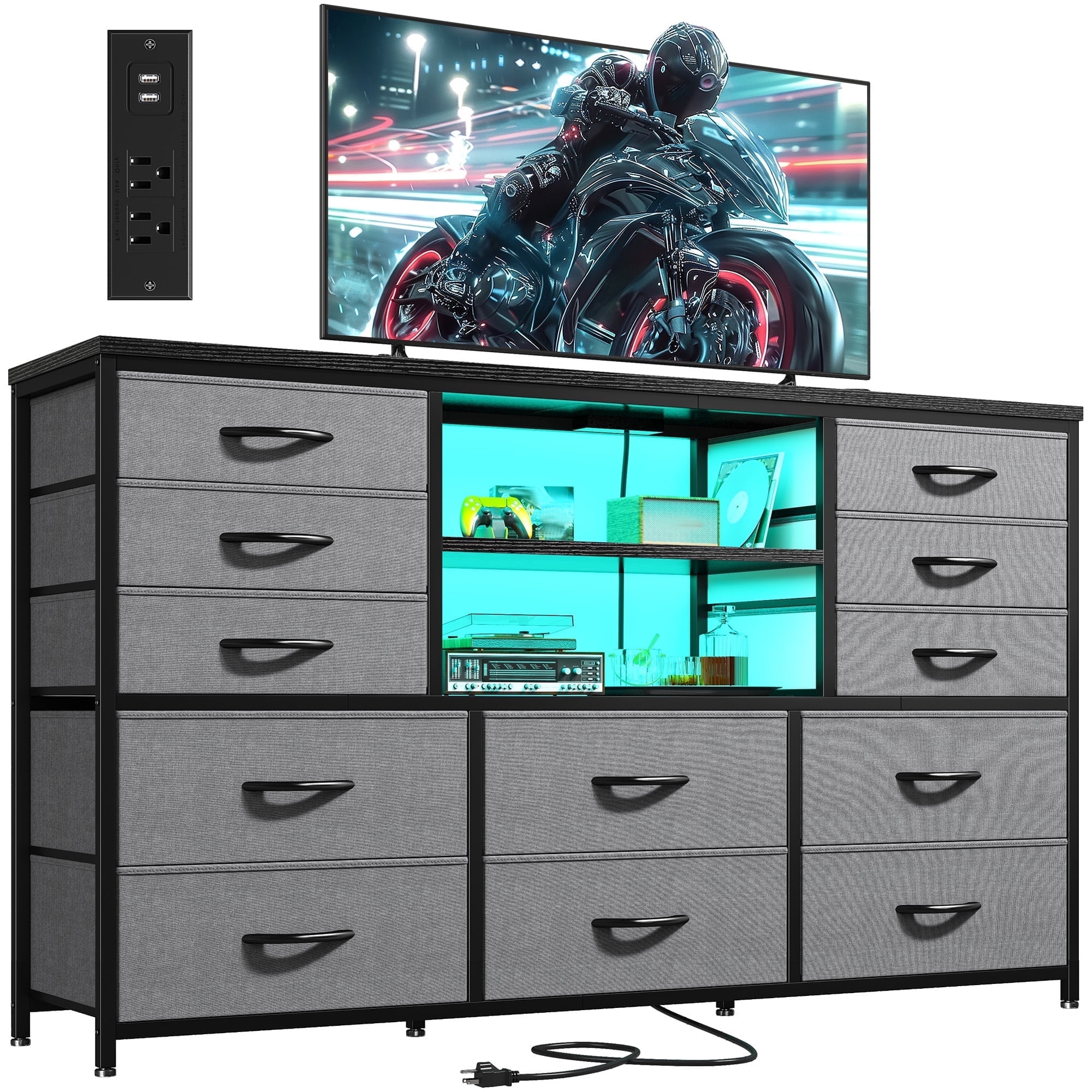 grey led dresser Refino Grey Dresser/Mirror with LED Lights