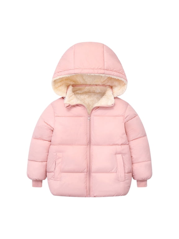 1-6T Baby Girl Boy Winter Fleec𝖾 Coats Toddler Warm Puffer Jackets Kids Down Alternative Outerwear Coat Jacket Thermal Insulated Parka