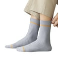 thumbnail image 1 of EnJoCho 1 Pairs Stylish High Cut Socks For Women Soft Casual Mid-Calf Socks For Women Male Casual Striped Socks Solid Invisible Breathable Middle Tube Socks, 1 of 6